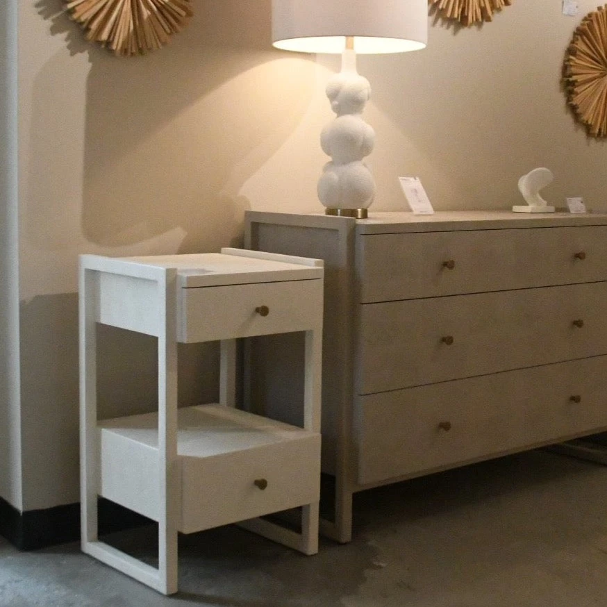 Made Goods Carrigan Single Nightstand Pristine Vintage Faux Shagreen New Arrivals 2 Made Goods Carrigan Single Nightstand Pristine Vintage Faux Shagreen New Arrivals
