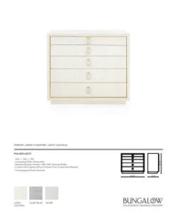 Bungalow 5 Parker Large 5 Drawer Chest Light Natural New Arrivals