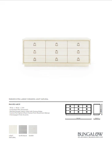 Bungalow 5 Parker Extra Large 9 Drawer Chest Light Natural New Arrivals 8 Bungalow 5 Parker Extra Large 9 Drawer Chest Light Natural New Arrivals