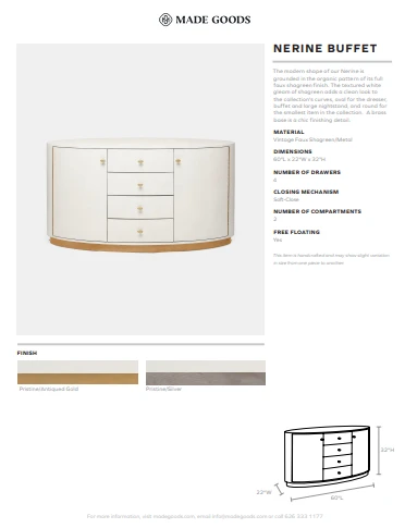 Made Goods Nerine Buffet Pristine Vintage Faux Shagreen And Brass New Arrivals 6 Made Goods Nerine Buffet Pristine Vintage Faux Shagreen And Brass New Arrivals