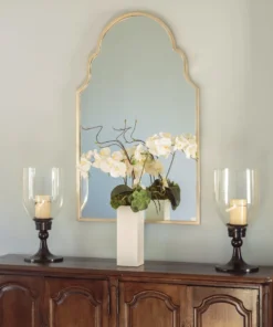Mirror Home Antiqued Silver Leaf Iron Arch Mirror
