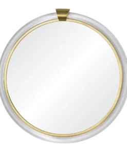 Mirror Home New Arrivals Acrylic And Brass Round Mirror