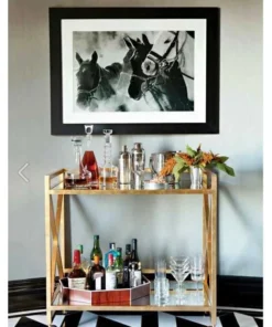 Worlds Away New Arrivals Gerard Bar Cart Gold Leaf