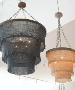 Made Goods New Arrivals Patricia Chandelier Small Natural Coco Beads And Silver Metal