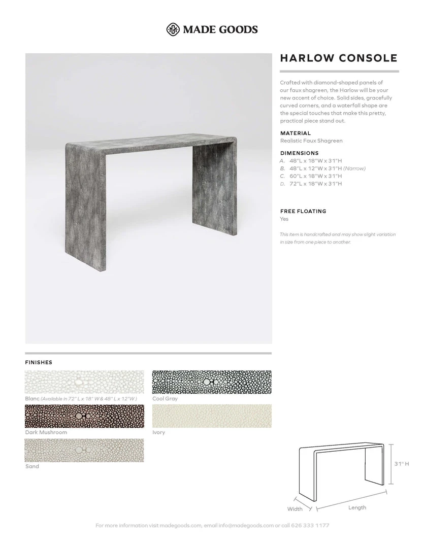 Made Goods Harlow 48" Console Sand Faux Shagreen 3 Made Goods Harlow 48" Console Sand Faux Shagreen