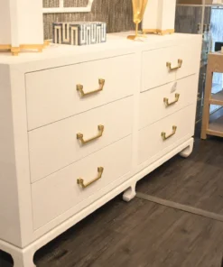 Worlds Away Murray Chest White Grasscloth