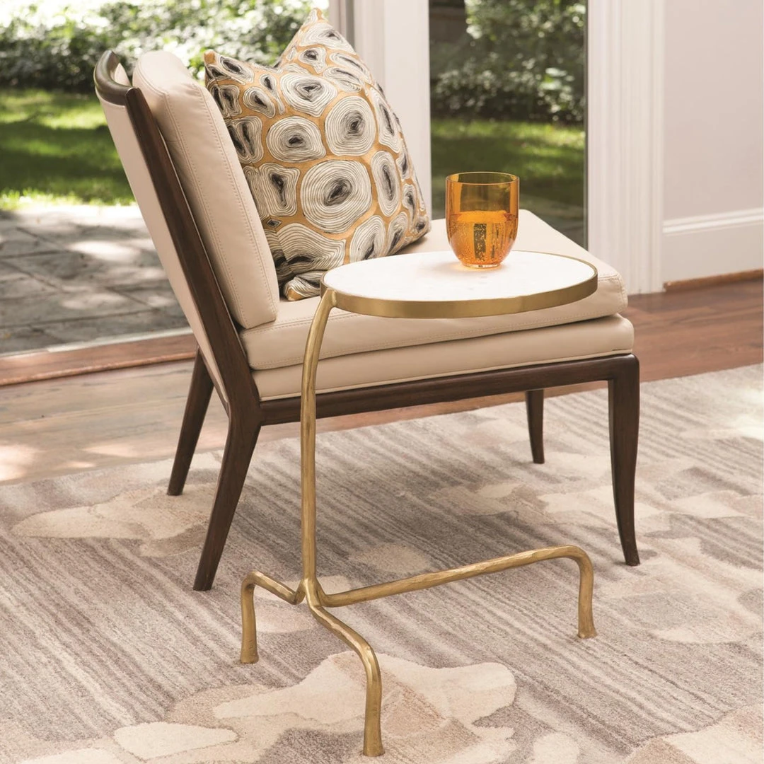 Global Views Cantilever Table Brass With White Marble Top 3 Global Views Cantilever Table Brass With White Marble Top