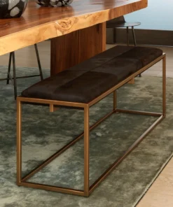 Jamie Young Shelby Bench Brown Hide