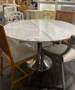 Bungalow 5 New Arrivals Stockholm Round Dining Table Nickel And White Marble