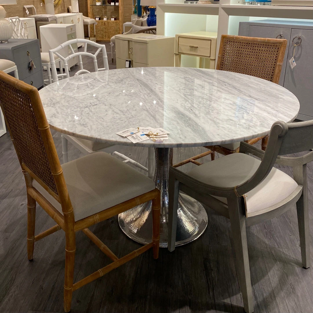 Bungalow 5 New Arrivals Stockholm Round Dining Table Nickel And White Marble 2 Bungalow 5 New Arrivals Stockholm Round Dining Table Nickel And White Marble
