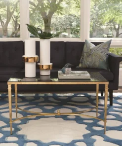 Global Views French Square Leg Cocktail Table Brass And Black Granite New Arrivals