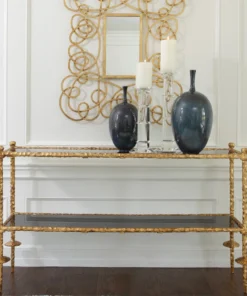 Global Views Gold Chiseled Console Black Granite 5 Global Views Gold Chiseled Console Black Granite