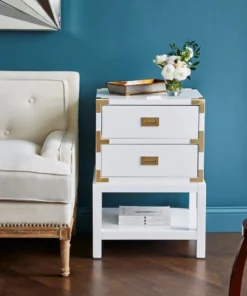 Bungalow 5 Tansu Two Drawer Side Table White