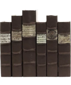 E Lawrence Raised Band Brown With Script Book Set Of 6