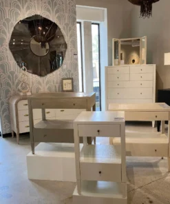 Made Goods New Arrivals Conrad Single Nightstand French Gray Faux Raffia