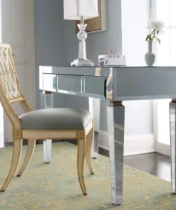 Worlds Away Jacklyn Glass Desk Mirrored