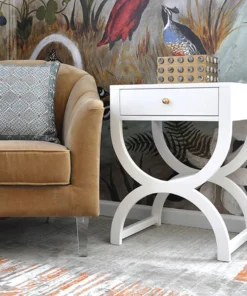 Worlds Away Alexis Side Table White Lacquer
