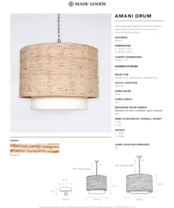Made Goods Amani Drum Chandelier New Arrivals 7 Made Goods Amani Drum Chandelier New Arrivals