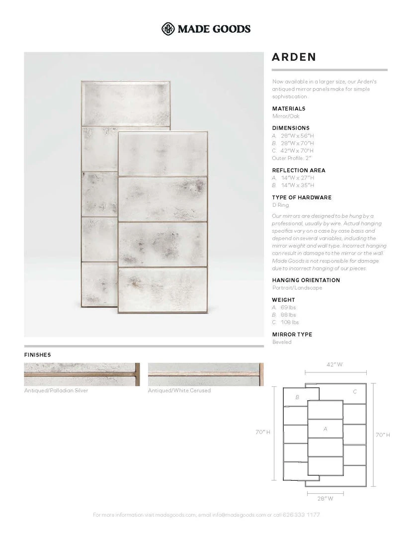 Made Goods Arden Mirror White Cerused Oak Small New Arrivals 3 Made Goods Arden Mirror White Cerused Oak Small New Arrivals