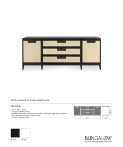 Bungalow 5 Astor 3 Drawer And 2 Door Cabinet Black