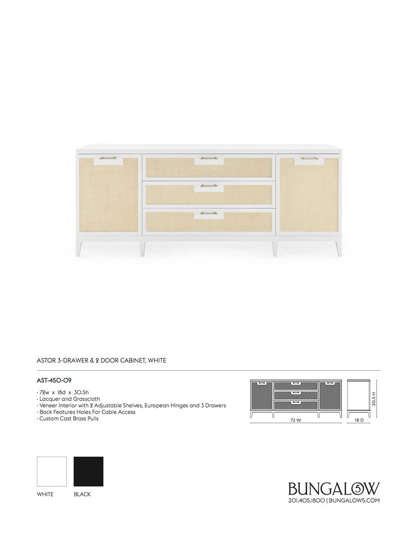 Bungalow 5 New Arrivals Astor 3 Drawer And 2 Door Cabinet White 9 Bungalow 5 New Arrivals Astor 3 Drawer And 2 Door Cabinet White