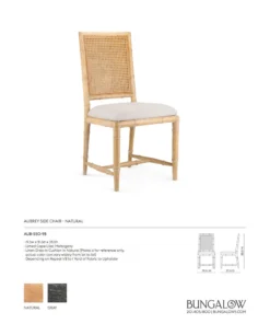 Bungalow 5 New Arrivals Aubrey Side Chair Natural 15 Bungalow 5 New Arrivals Aubrey Side Chair Natural