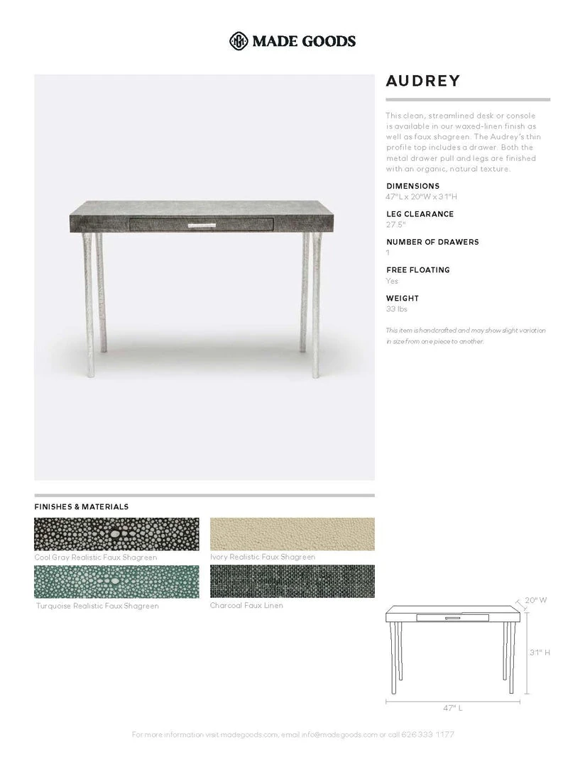 Made Goods Audrey Desk Ivory Faux Shagreen New Arrivals 6 Made Goods Audrey Desk Ivory Faux Shagreen New Arrivals