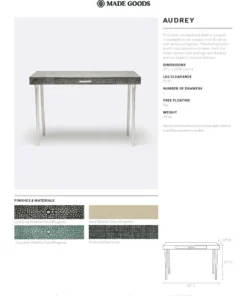 Made Goods New Arrivals Audrey Desk Charcoal Faux Linen