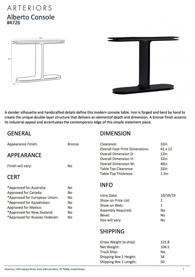 Arteriors Home New Arrivals Alberto Console 5 Arteriors Home New Arrivals Alberto Console
