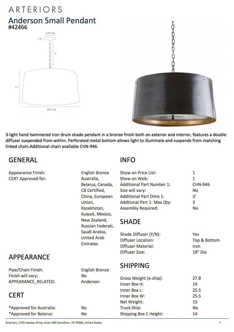 Arteriors Home Anderson Small Pendant New Arrivals 4 Arteriors Home Anderson Small Pendant New Arrivals