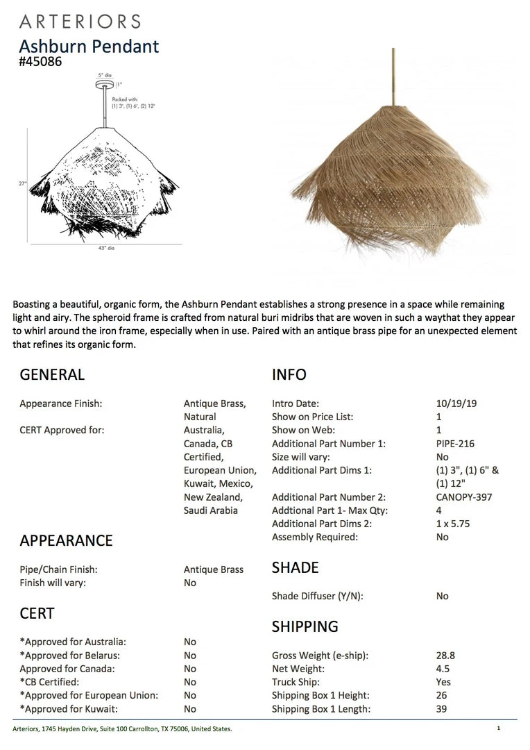 Arteriors Home New Arrivals Ashburn Pendant 6 Arteriors Home New Arrivals Ashburn Pendant