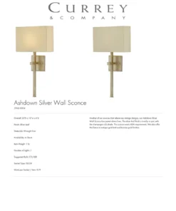 Currey And Company Ashdown Wall Sconce Silver Leaf New Arrivals