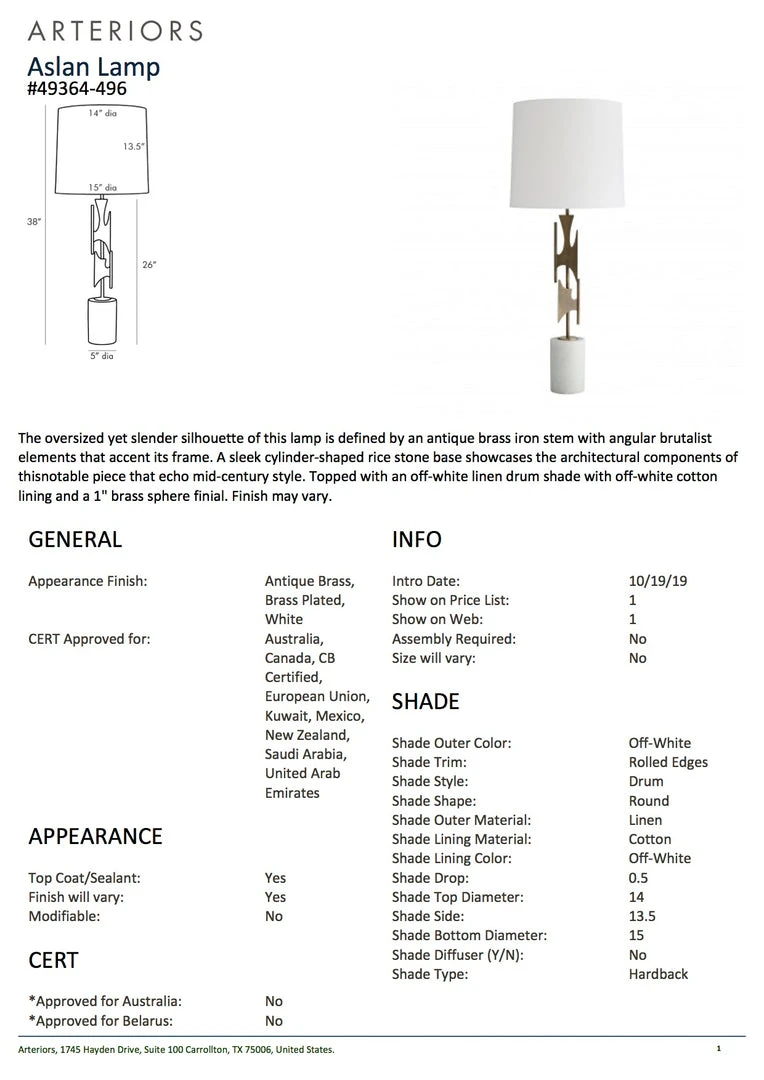 Arteriors Home Aslan Lamp 5 Arteriors Home Aslan Lamp