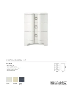 Bungalow 5 New Arrivals Bardot 3 Drawer Side Table White 15 Bungalow 5 New Arrivals Bardot 3 Drawer Side Table White