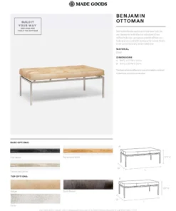 Made Goods Benjamin Ottoman Beige Hair On Hide With Black Base New Arrivals