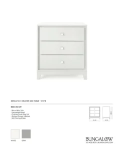 Bungalow 5 Bergamo Three Drawer Side Table White 13 Bungalow 5 Bergamo Three Drawer Side Table White