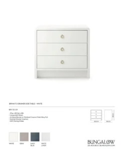 Bungalow 5 New Arrivals Bryant 3 Drawer Side Table White 14 Bungalow 5 New Arrivals Bryant 3 Drawer Side Table White