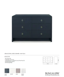 Bungalow 5 Bryant Linen Extra Large 6 Drawer Chest Navy Blue New Arrivals 12 Bungalow 5 Bryant Linen Extra Large 6 Drawer Chest Navy Blue New Arrivals