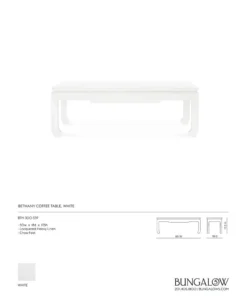 Bungalow 5 Bethany Large Rectangular Coffee Table White New Arrivals