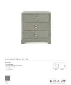 Bungalow 5 Brittany 3 Drawer Side Table Gray Tweed 13 Bungalow 5 Brittany 3 Drawer Side Table Gray Tweed