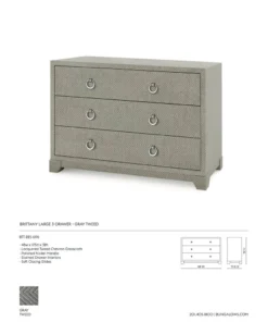 Bungalow 5 Brittany Large 3 Drawer Chest Gray Tweed New Arrivals 13 Bungalow 5 Brittany Large 3 Drawer Chest Gray Tweed New Arrivals