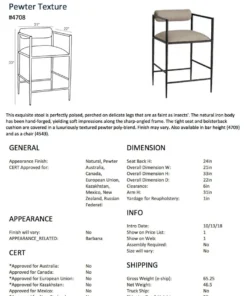 Arteriors Home New Arrivals Barbana Counter Stool Pewter Texture