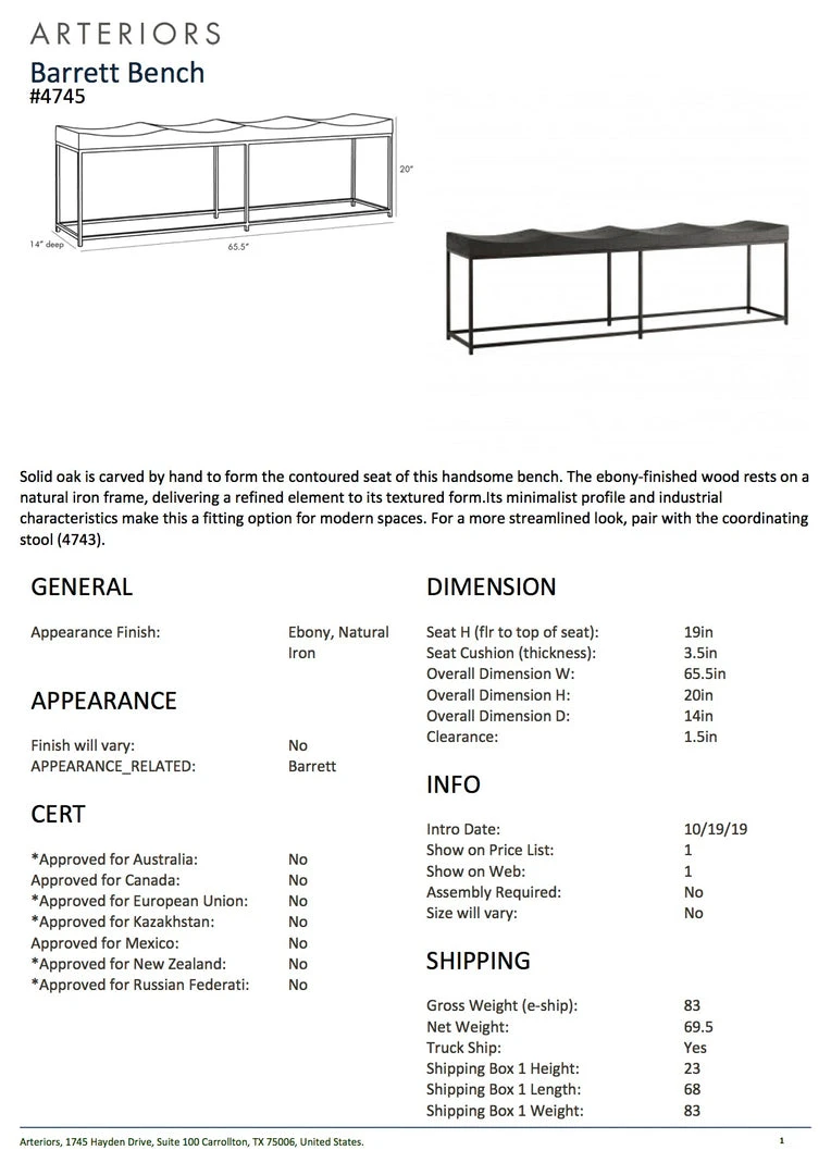 Arteriors Home New Arrivals Barrett Bench 5 Arteriors Home New Arrivals Barrett Bench