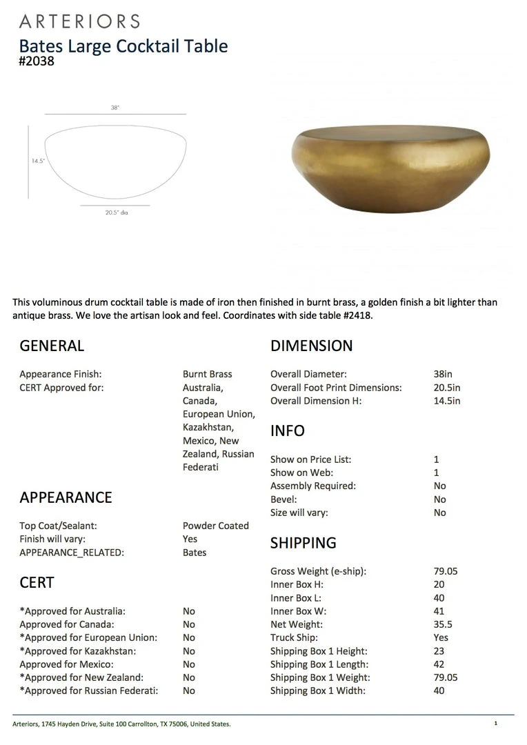 Arteriors Home Bates Large Cocktail Table Brass New Arrivals 5 Arteriors Home Bates Large Cocktail Table Brass New Arrivals