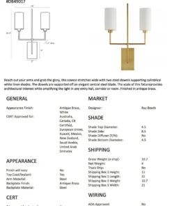 Arteriors Home Blade Sconce Antique Brass