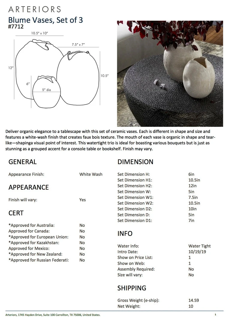 Arteriors Home Blume Vases 8 Arteriors Home Blume Vases