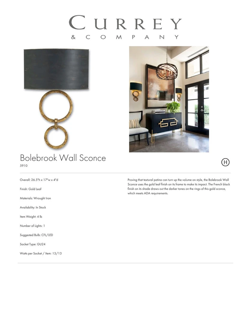 Currey And Company New Arrivals Bolebrook Sconce 3 Currey And Company New Arrivals Bolebrook Sconce