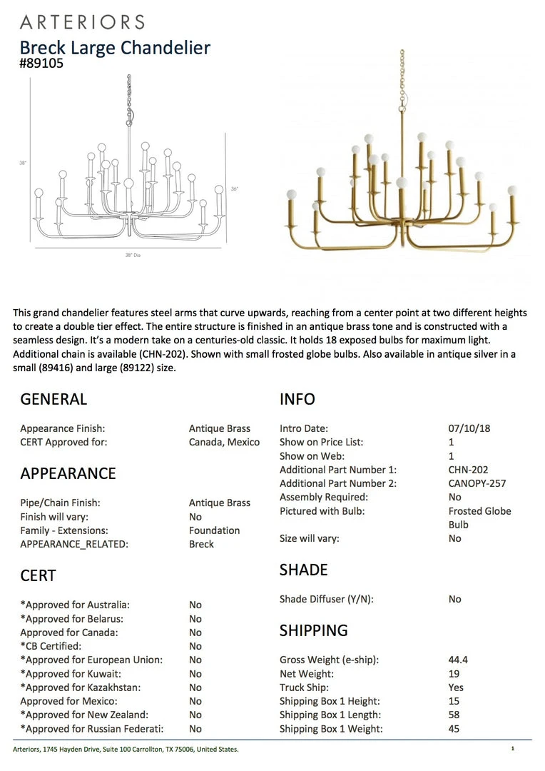 Arteriors Home New Arrivals Breck Large Chandelier Antique Brass 5 Arteriors Home New Arrivals Breck Large Chandelier Antique Brass