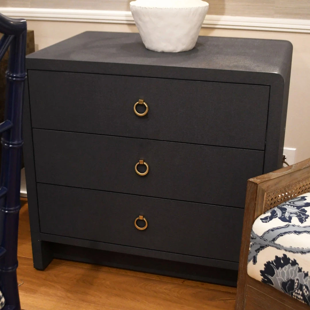 Bungalow 5 New Arrivals Bryant Linen 3 Drawer Side Table Navy Blue 2 Bungalow 5 New Arrivals Bryant Linen 3 Drawer Side Table Navy Blue