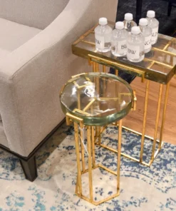 Bungalow 5 New Arrivals Prism Round Side Table Gold